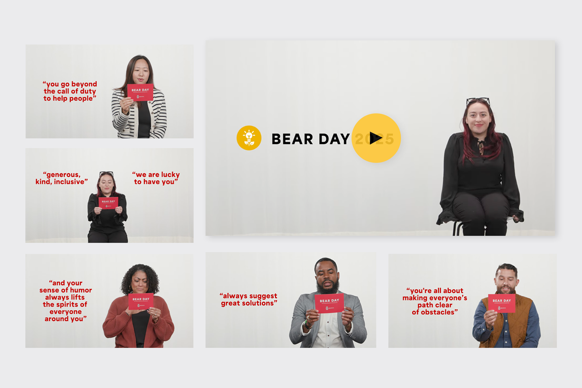 Screenshots of individuals being interviewed in the Thank You video.